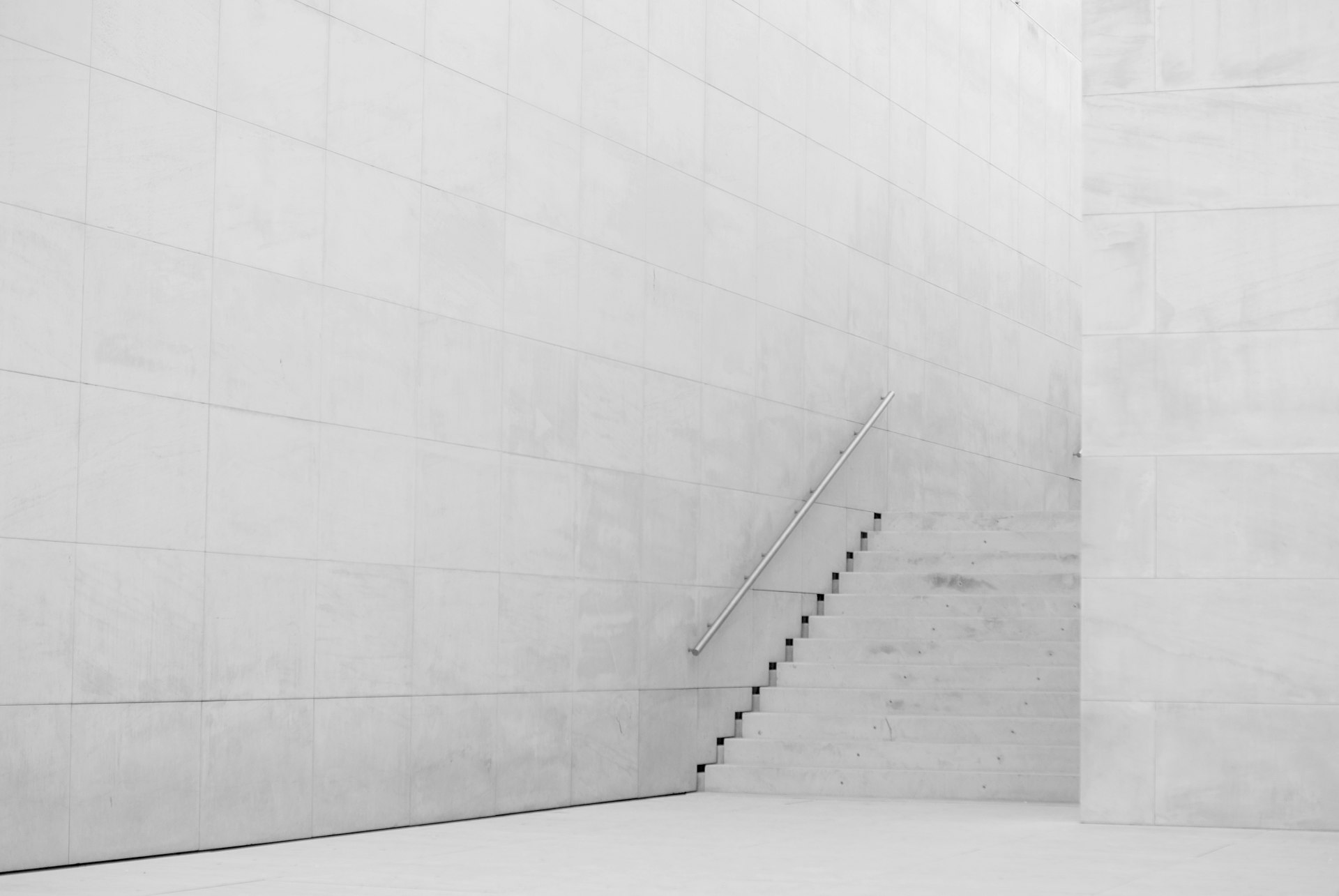 White concrete minimalist stairs